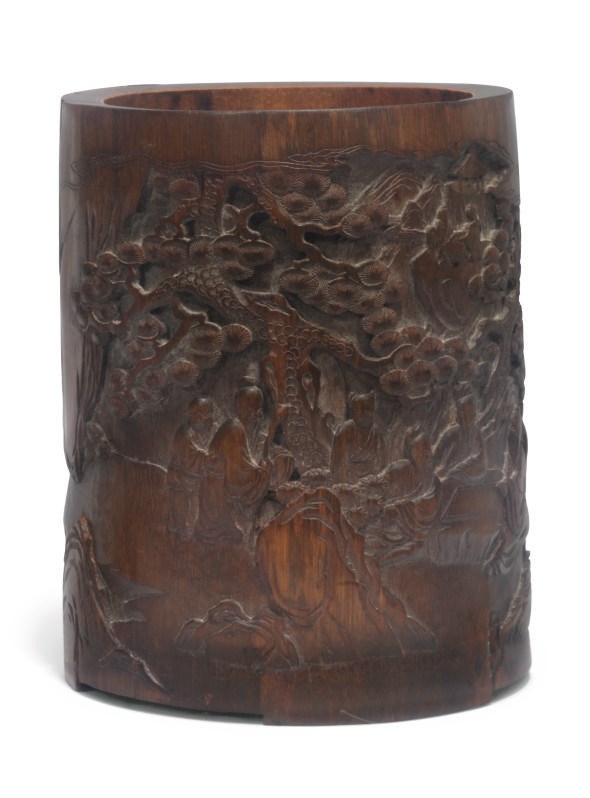 A Chinese bamboo brushpot