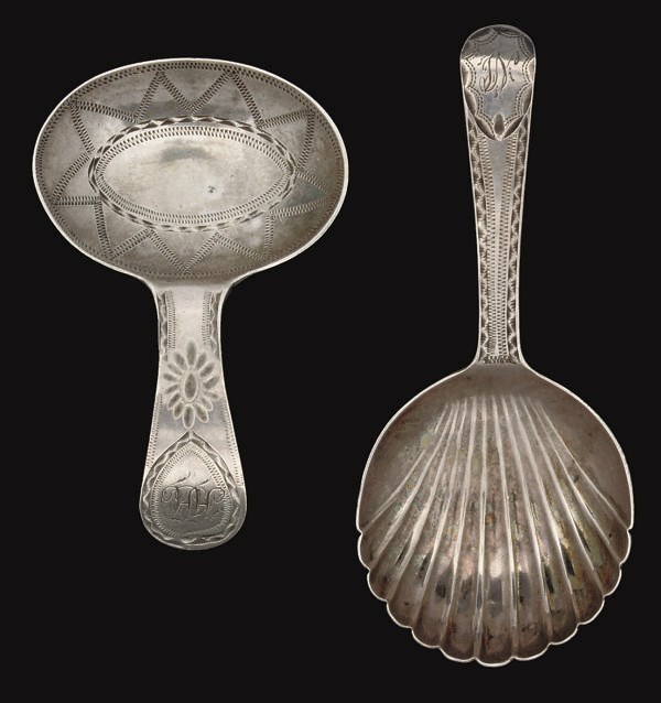 EXETER INTEREST: TWO GEORGE III PROVINCIAL CADDY SPOONS