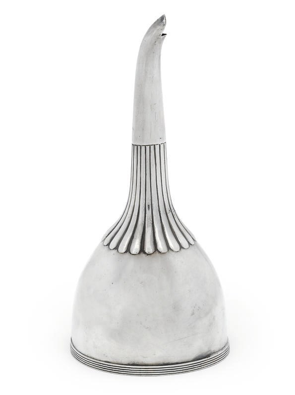 A GEORGE III SILVER WINE FUNNEL