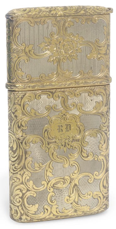 A FINE VICTORIAN PARCEL-GILT SILVER CHEROOT CASE