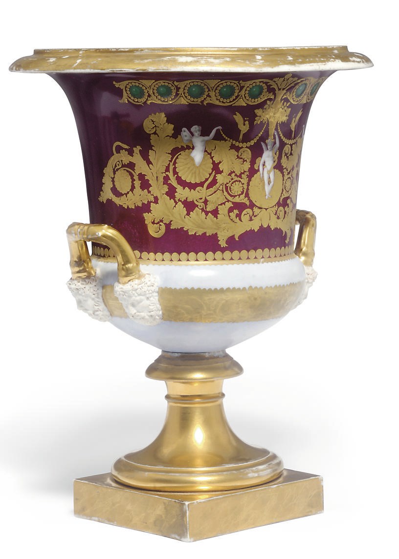 A PARIS PORCELAIN CAMPANA VASE