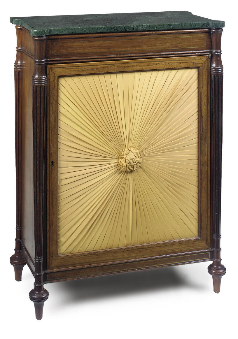 A REGENCY ROSEWOOD AND BRASS INLAID SIDE CABINET
