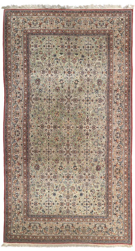 A very fine part silk Nain small carpet