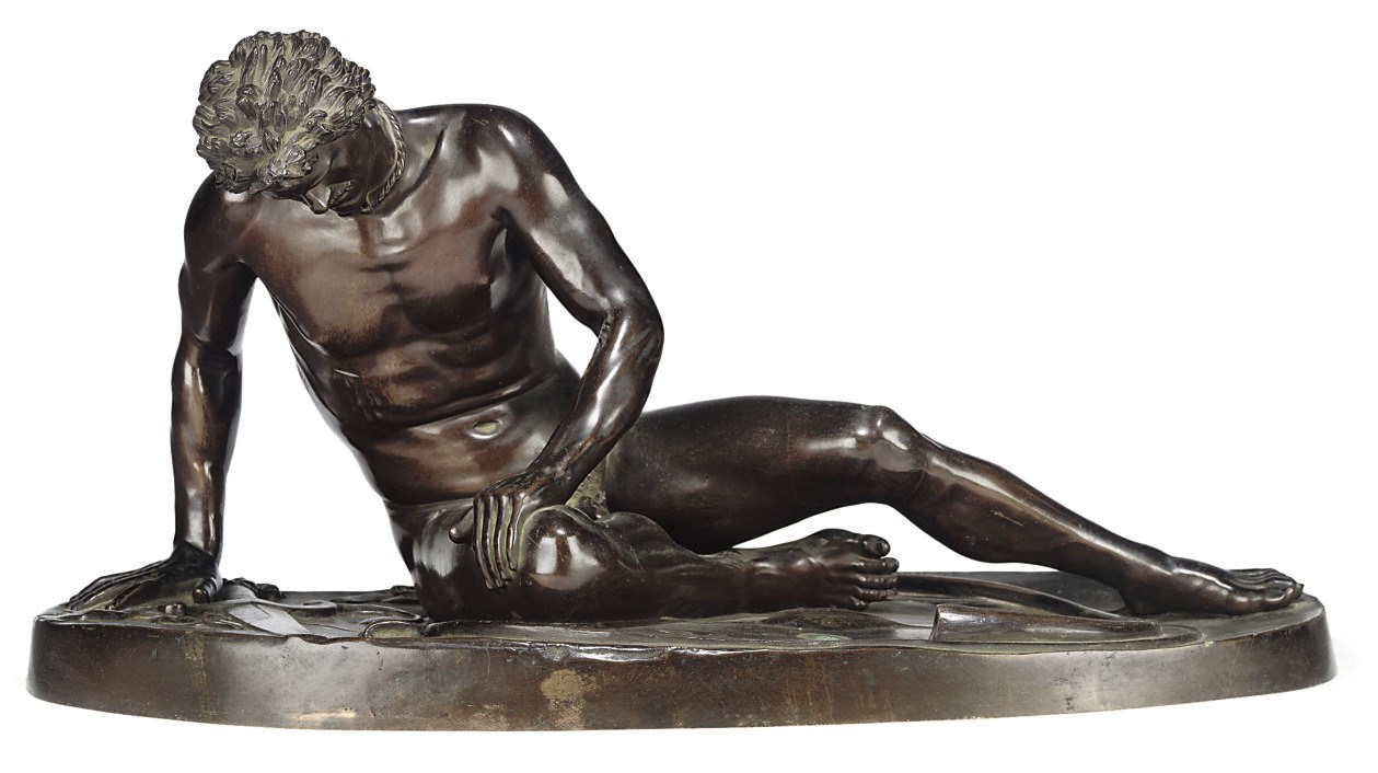 A FRENCH BRONZE FIGURE OF THE GALATA MORENTE