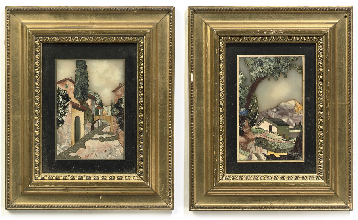 A PAIR OF ITALIAN PIETRA DURA PANELS