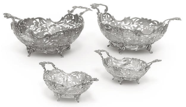 A LATE 19TH/EARLY 20TH CENTURY SUITE OF 4 DUTCH SILVER BASKETS