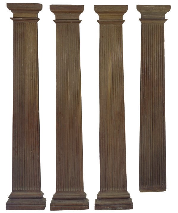 A SET OF FOUR LARGE HARDWOOD PILASTERS
