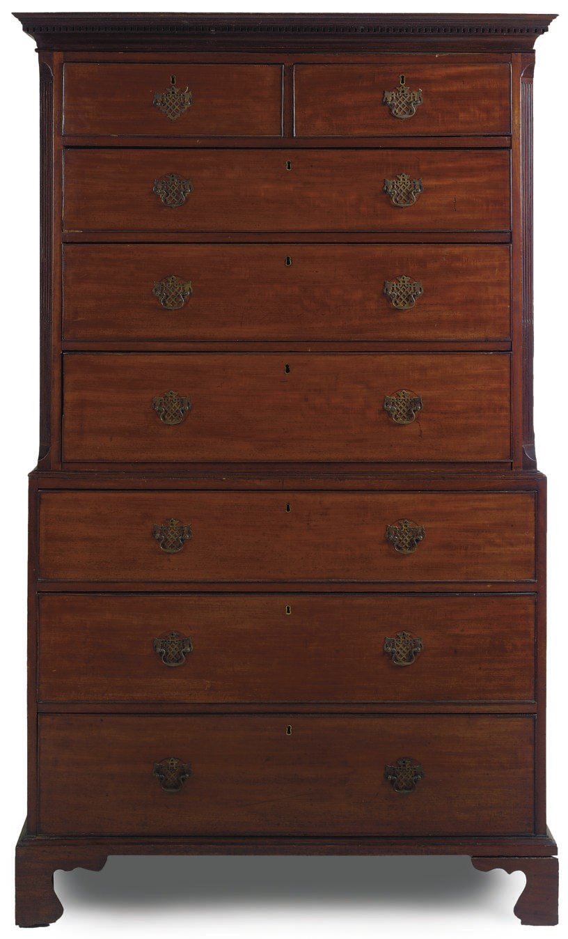A REGENCY MAHOGANY TALL BOY