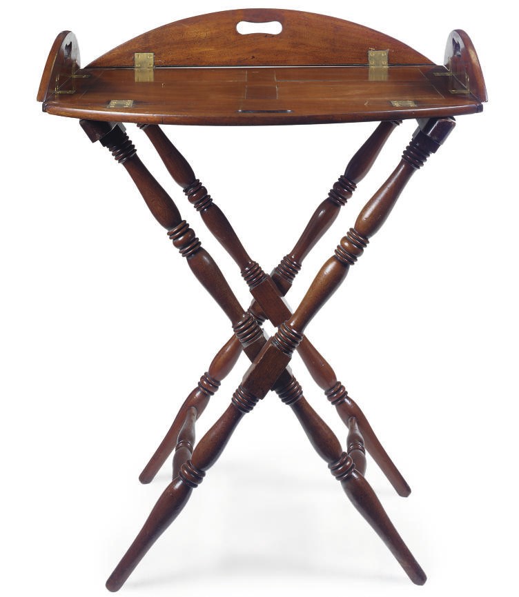 A MAHOGANY BUTLER'S TRAY ON STAND