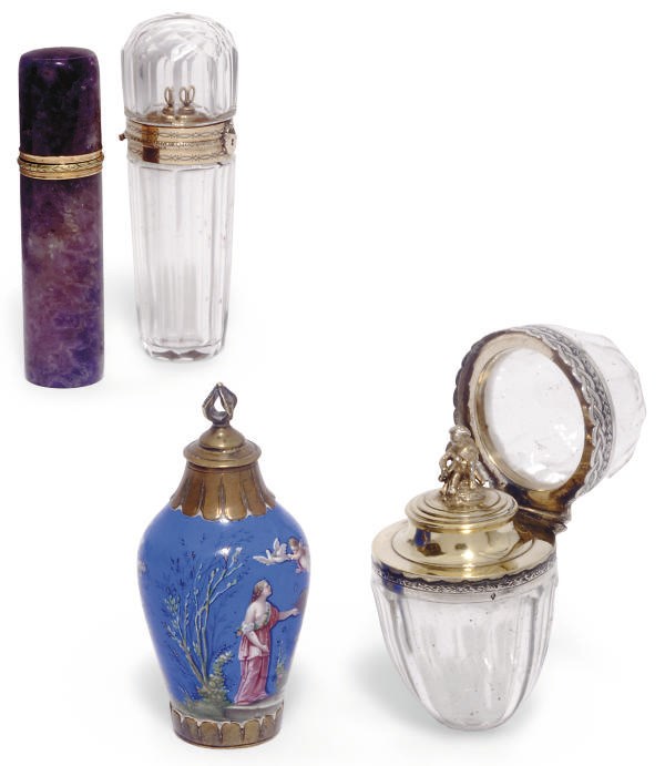 A GROUP OF FOUR SCENT BOTTLES