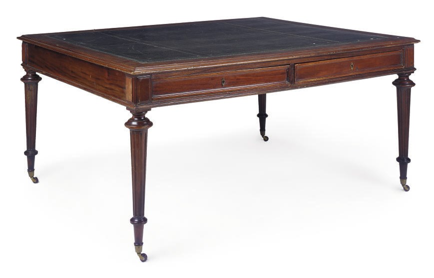 A MID VICTORIAN MAHOGANY LIBRARY TABLE