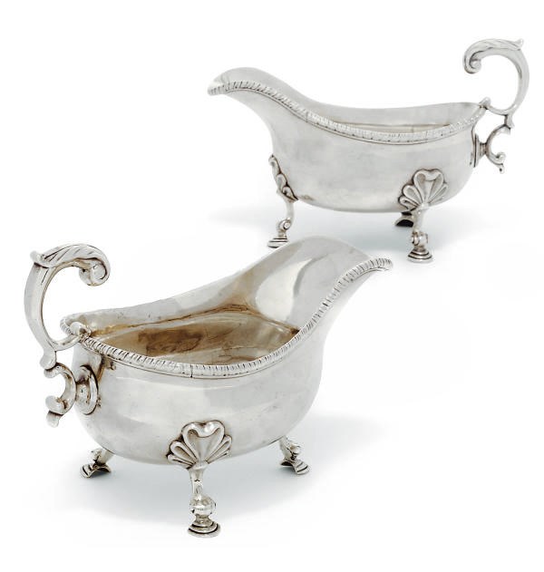 A PAIR OF GEORGE II SILVER SAUCEBOATS