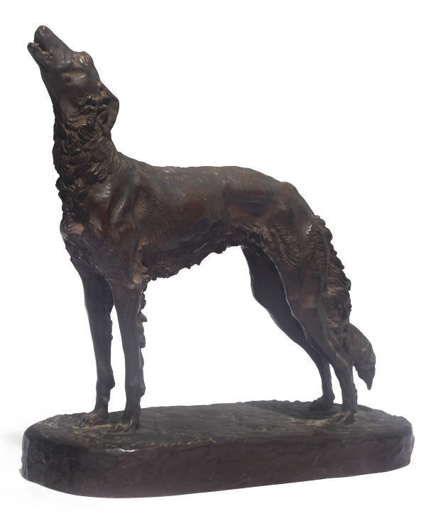A FRENCH BRONZE MODEL OF A BORZOI
