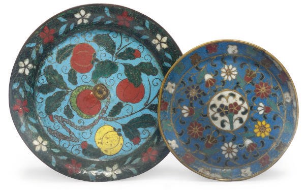 Two Chinese Cloisonne Dishes