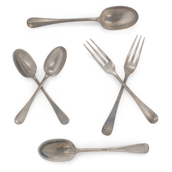 A PART-SERVICE OF EDWARDIAN RAT-TAIL SILVER FLATWARE