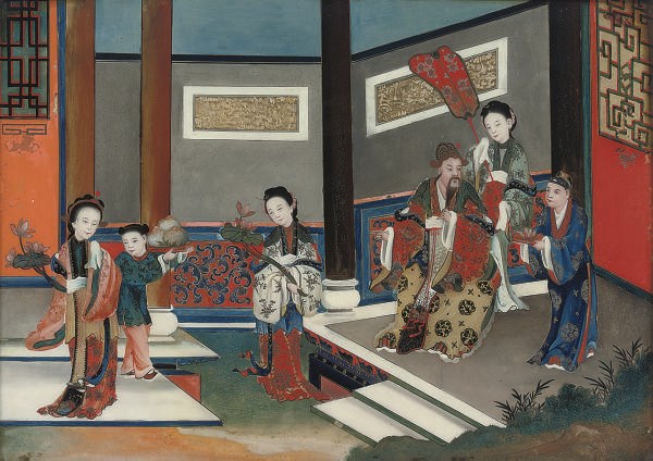Two Chinese reverse glass paintings