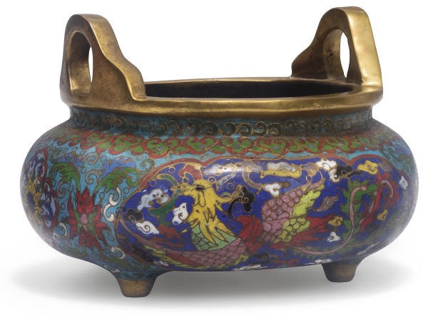 A Chinese cloisonne enamelled censer