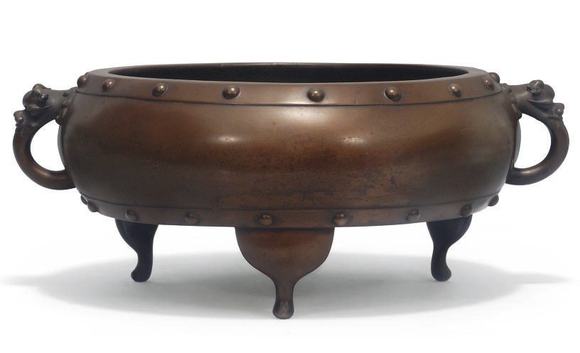 A Large Chinese bronze tripod censer