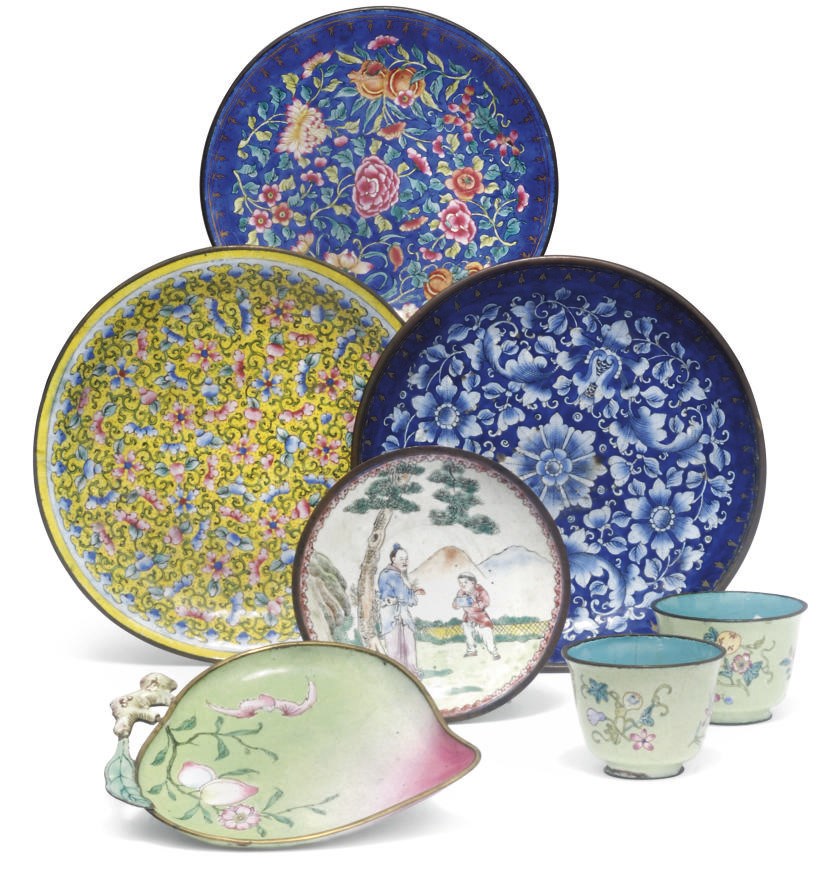 A small group of canton enamelled dishes
