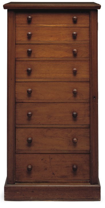 A VICTORIAN WALNUT WELLINGTON CHEST