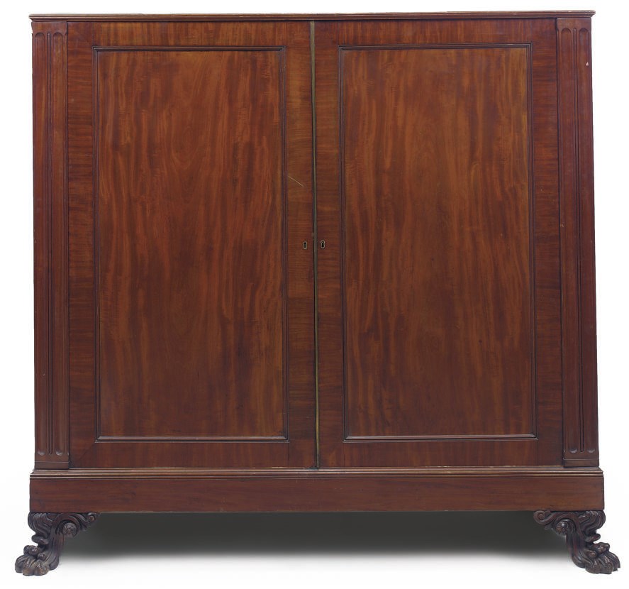 A GEORGE III MAHOGANY LINEN PRESS