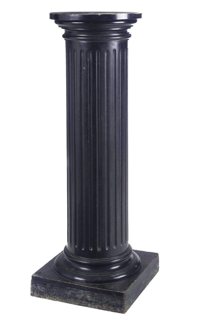 A FRENCH EBONISED PEDESTAL COLUMN