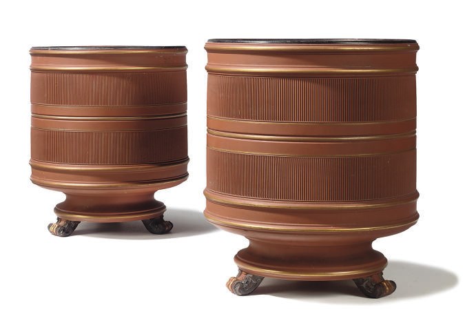 A PAIR OF VICTORIAN TERRACOTTA JARDINIERES