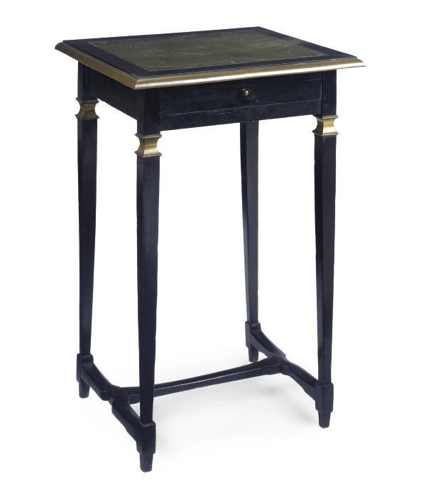 A FRENCH EBONISED AND BRASS SIDE TABLE
