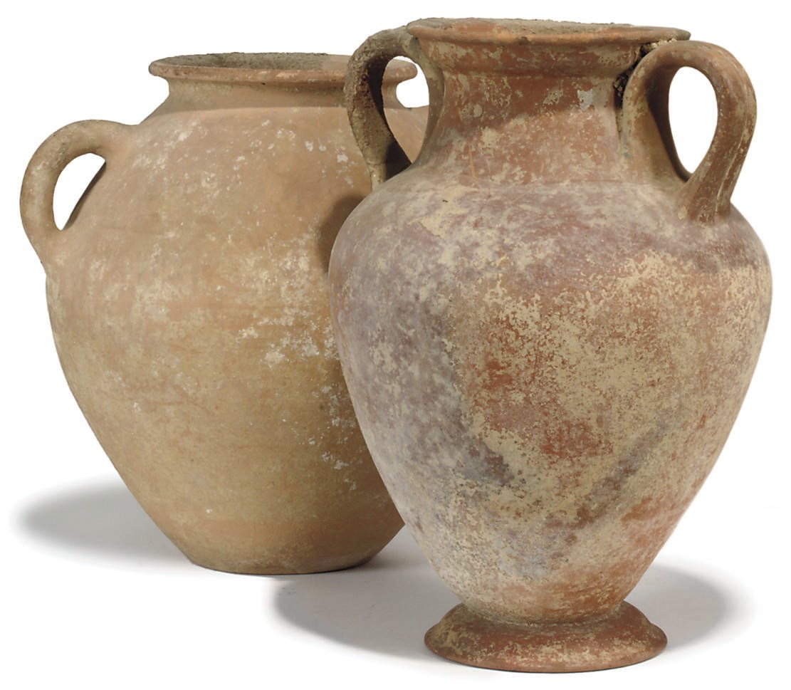 THREE MEDITERRANEAN POTTERY AMPHORAE
