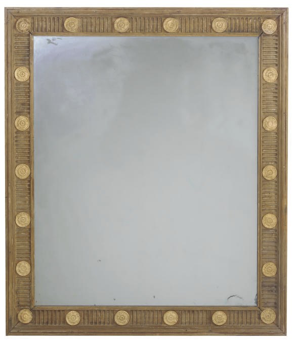 A GEORGE III PINE AND COMPOSITION MIRROR