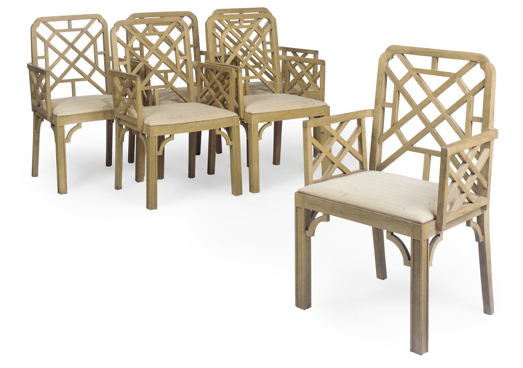 A SET OF SIX BEECH COCKPEN ARMCHAIRS