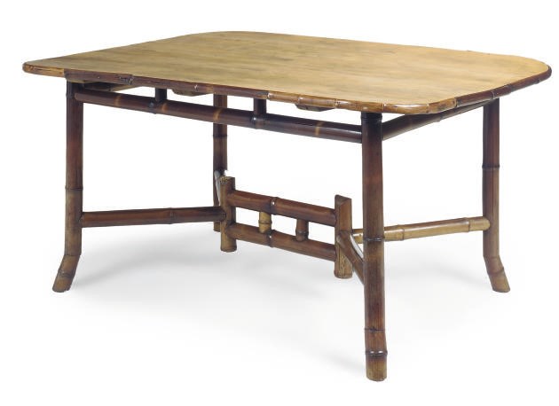 A VICTORIAN BAMBOO AND BIRCH TABLE