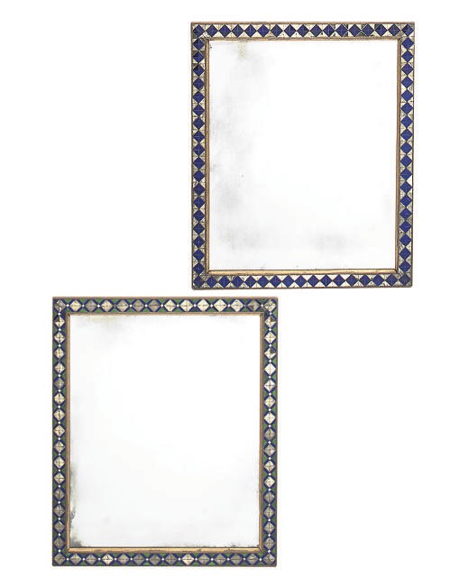 A MATCHED PAIR OF INDIAN STAINED GLASS MIRRORS