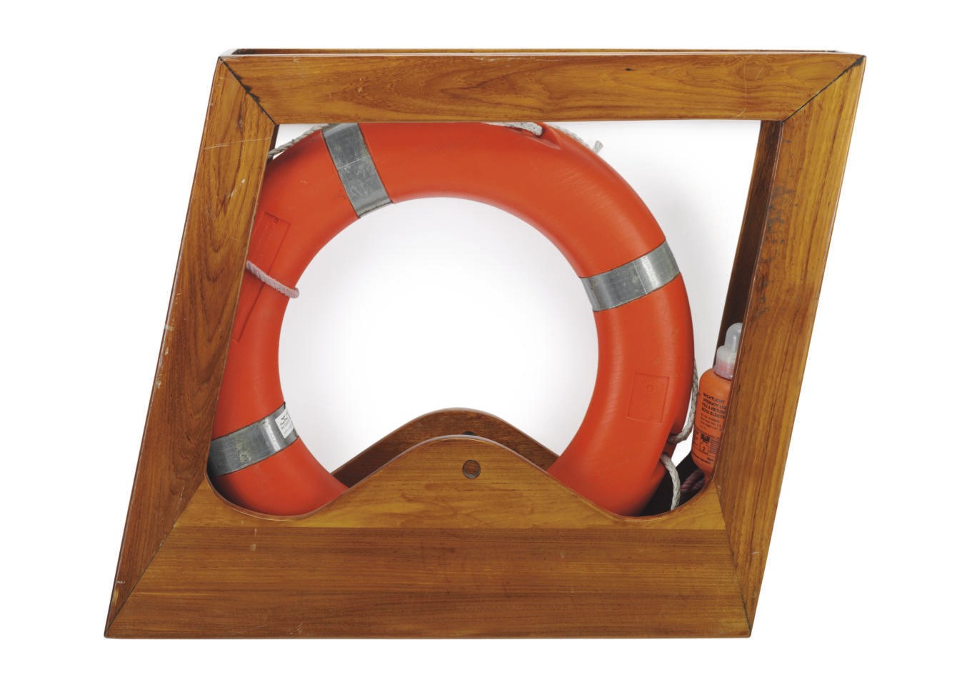 A life ring with a box and light from the S.S. Monterey