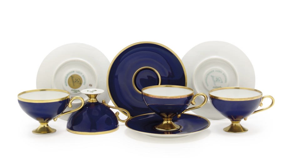 A set of four demitasse cups and saucers for the Nord Deutscher Lloyd
