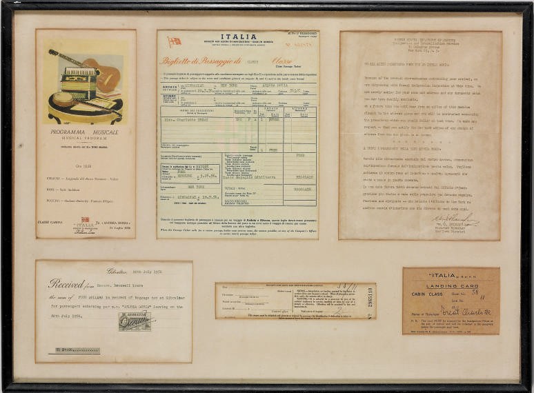 A collection of ephemera relating to the S.S. Andrea Doria