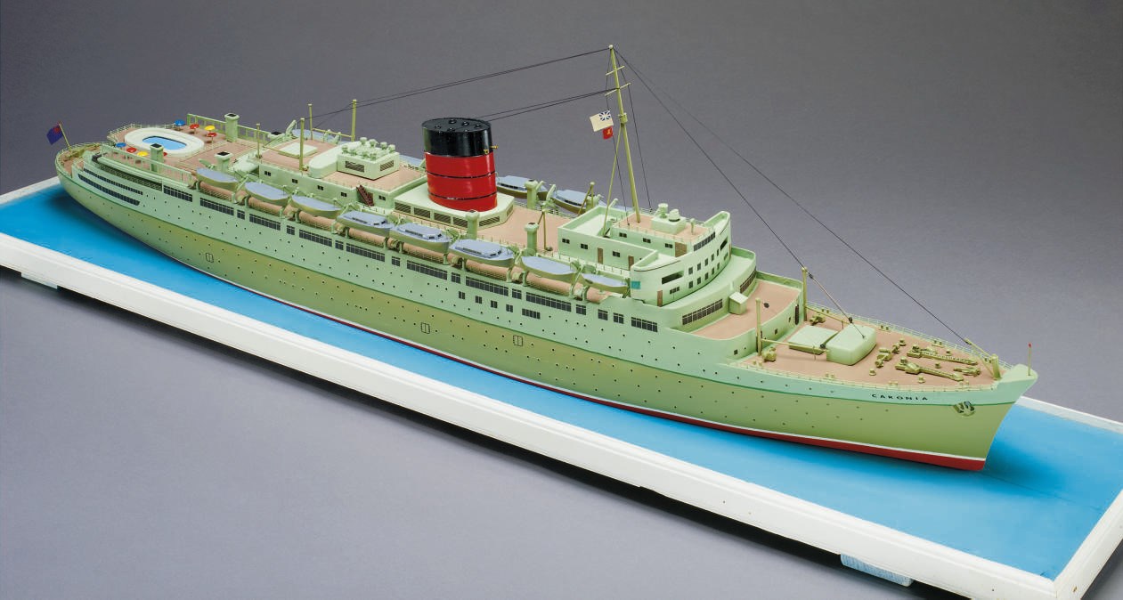 A waterline travel agents model of the R.M.S. Caronia