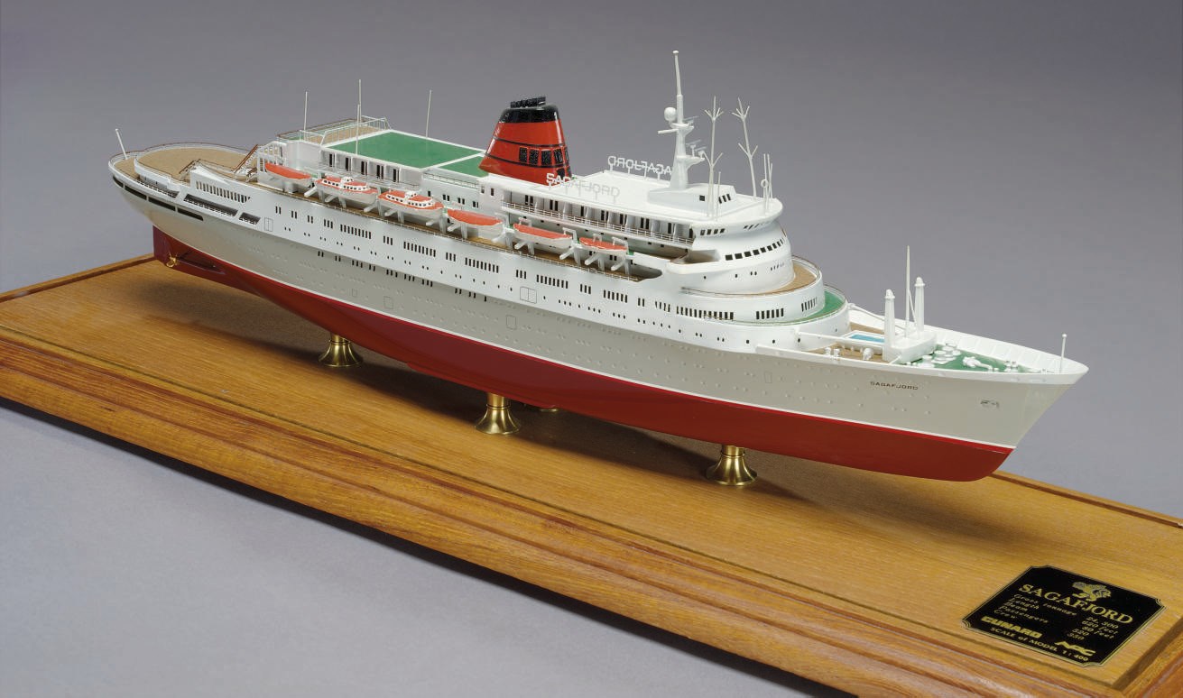 a scale model of the M.S. Sagafjord