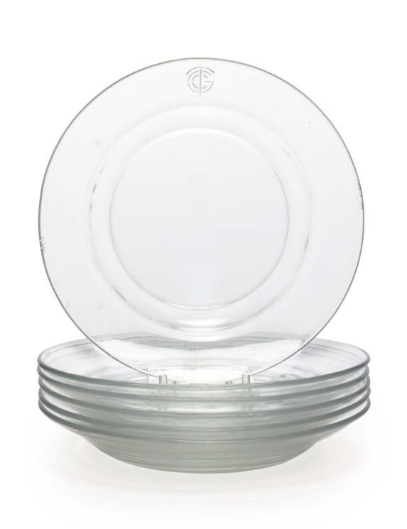 A set of six glass plates for the French Line (CGT)