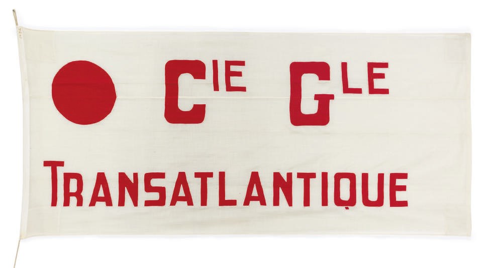 A large cotton company pennant for the French Line (CGT)
