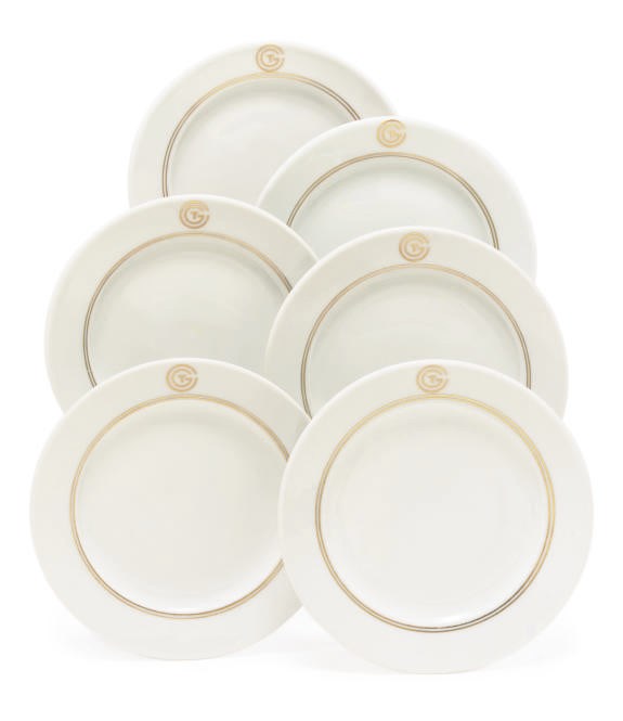 A set of six bread plates for the S.S. France