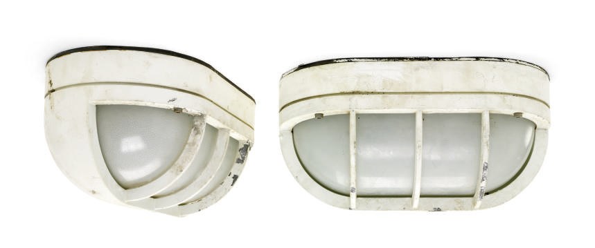 A pair of exterior deck lights from the S.S. France.