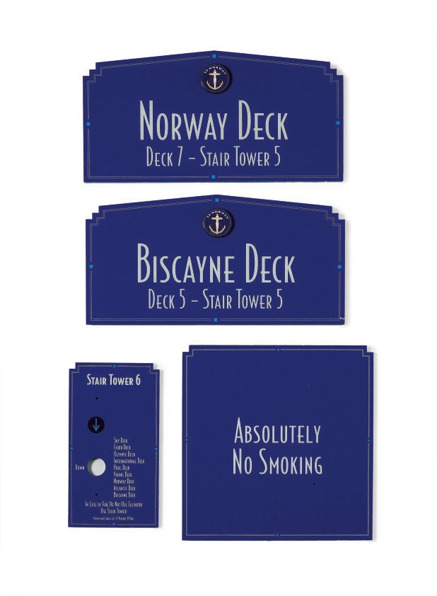 A group of four wall signs for the S.S. Norway