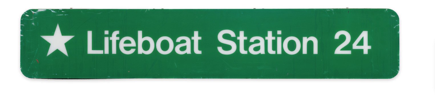 A sign for life Boat Station 24 from the S.S. Norway