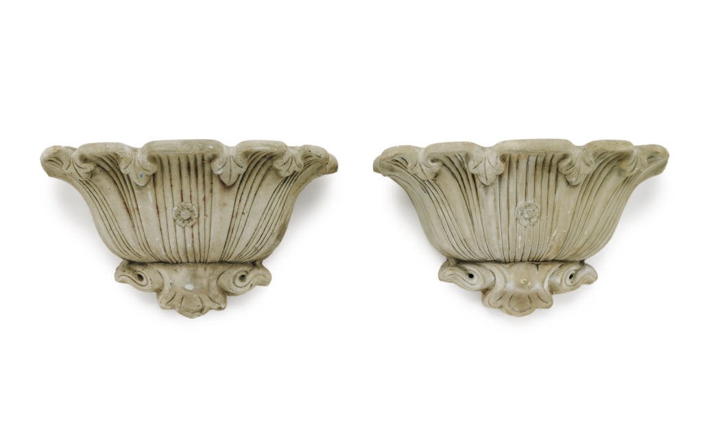 A pair of Neo-classical style wall planters from Roman Spa on board the S.S. Norway