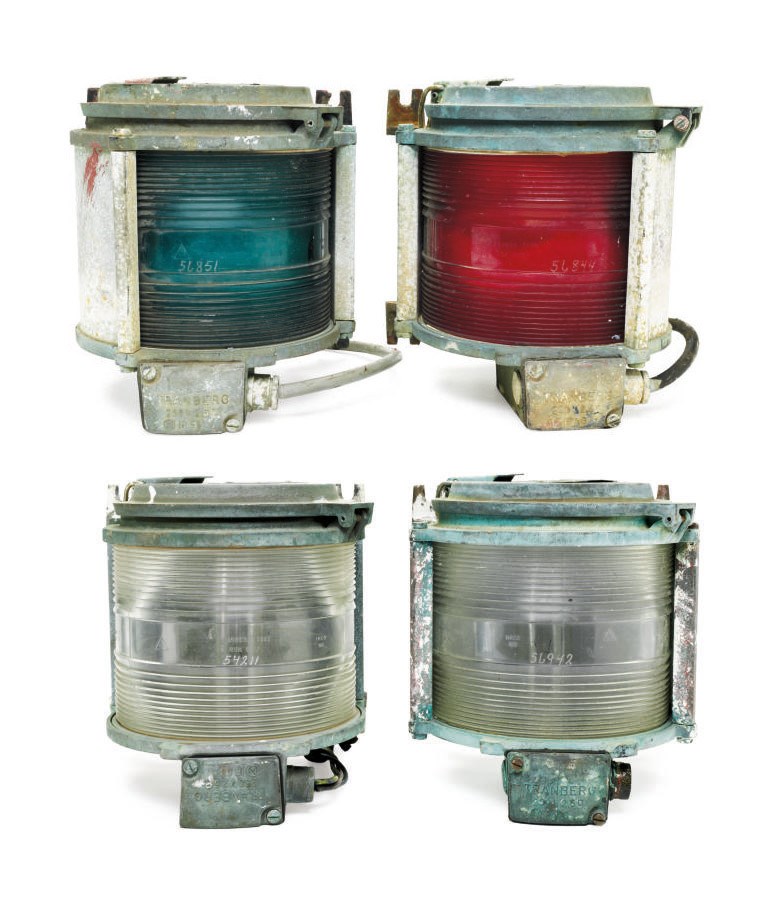 A set of four running lights from the S.S. Norway