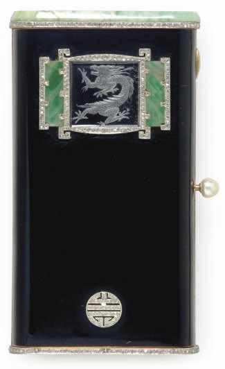 AN ART DECO MULTI-GEM, DIAMOND AND GOLD VANITY CASE, BY LACLOCHE