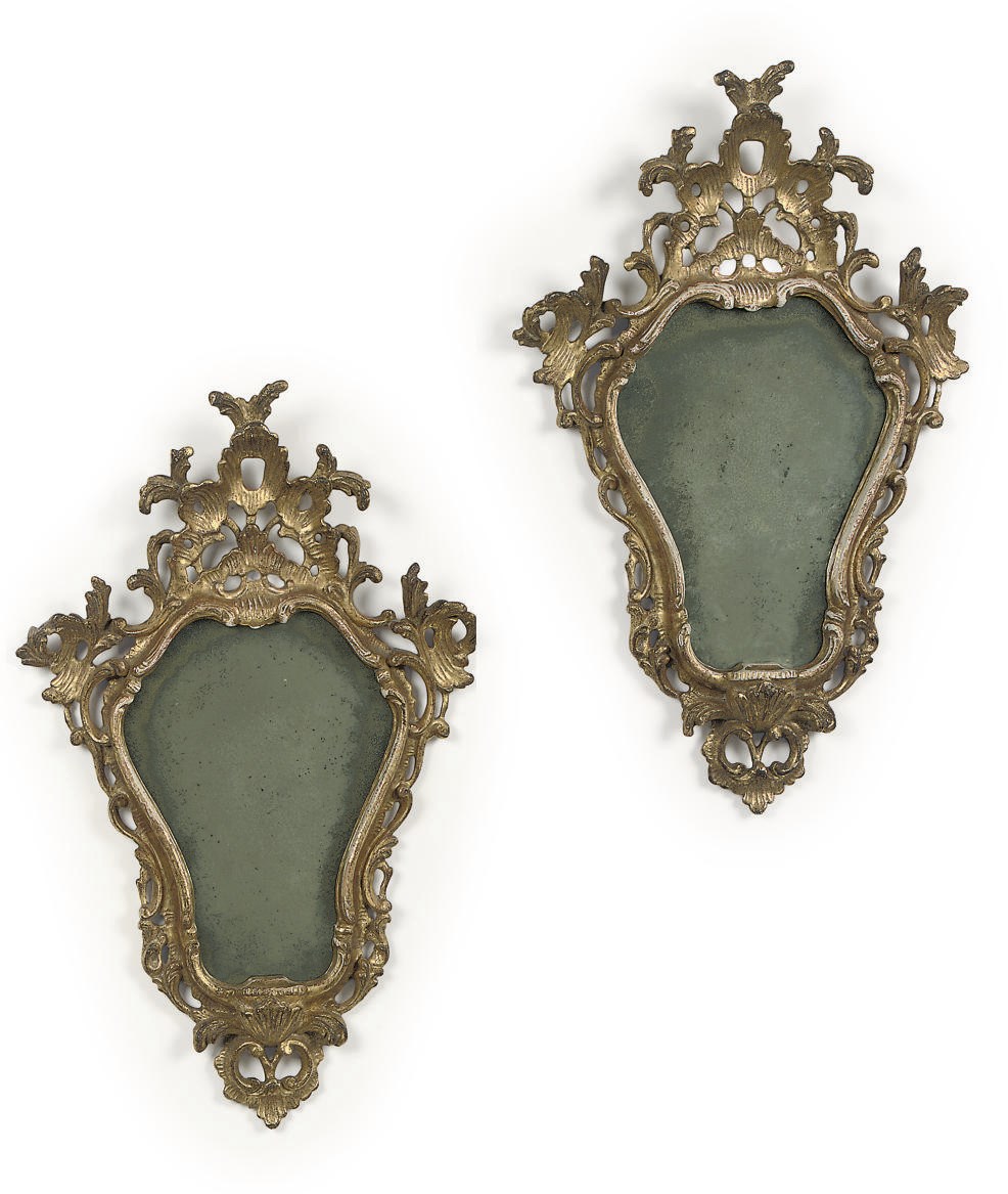 A PAIR OF ITALIAN GILTWOOD MIRRORS