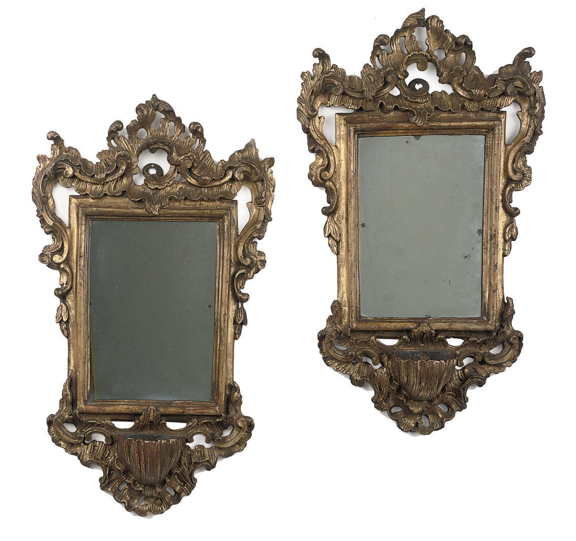 A PAIR OF ITALIAN GILTWOOD MIRRORS