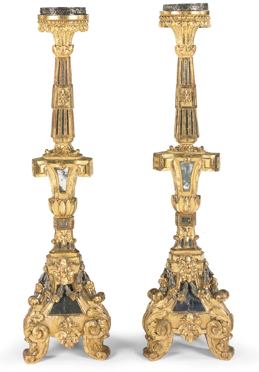 A PAIR OF AUSTRIAN GILTWOOD TORCHERES
